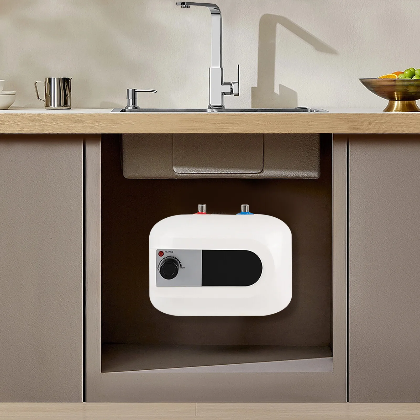 Safe White Mini-Tank Electric Water Heater With 3 Protections - IPX4 Waterproof&Knob Temp Control, Auto Constant Temperature
Safe White Mini-Tank Electric Water Heater With 3 Protections - IPX4 Waterproof&Knob Temp Control, Auto Constant Temperature