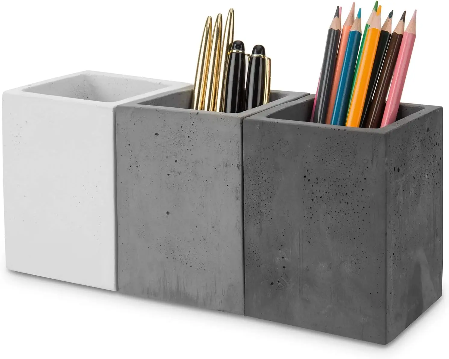 Concrete Pen Holder for Desk Set of 3, Modern Gray Pencil Cup with Foot Pads for Office Organization
Concrete Pen Holder for Desk Set of 3, Modern Gray Pencil Cup with Foot Pads for Office Organization