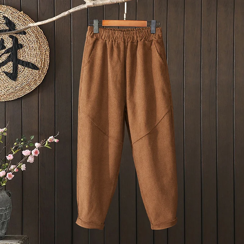 Женские повседневные брюки-шаровары из чистого хлопкового вельвета с высокой талией, свободные, универсальные, длинные, цветные
Женские повседневные брюки-шаровары из чистого хлопкового вельвета с высокой талией, свободные, универсальные, длинные, цветные