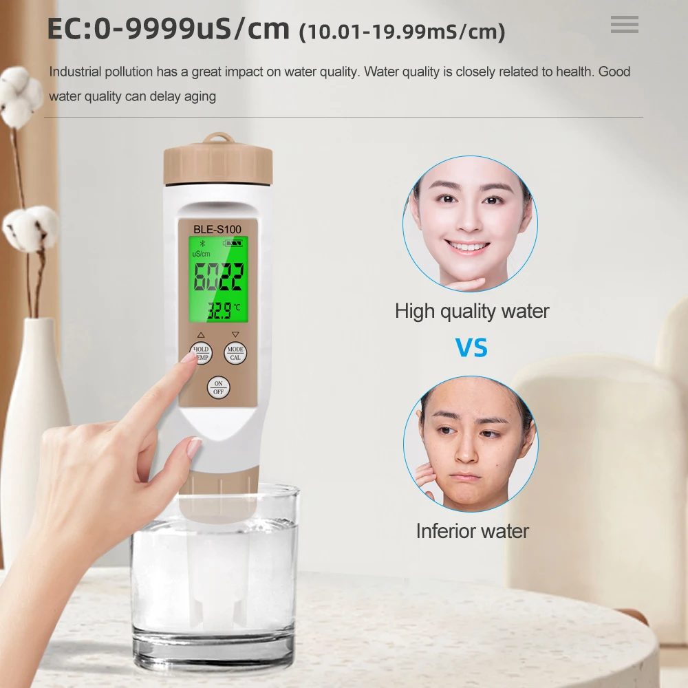 Water Analysis Meter Equipment With Blue Tooth TDS EC Salinity TEMP Detector Pen Digital Water Quality Monitor Tester for Pools
Water Analysis Meter Equipment With Blue Tooth TDS EC Salinity TEMP Detector Pen Digital Water Quality Monitor Tester for Pools