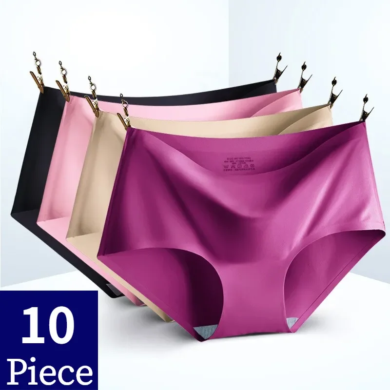 10PCS/Set Women's Panties Solid Seamless Underwear Plus Size Comfortable Briefs Silk Satin Lingerie Health Underpants
10PCS/Set Women's Panties Solid Seamless Underwear Plus Size Comfortable Briefs Silk Satin Lingerie Health Underpants