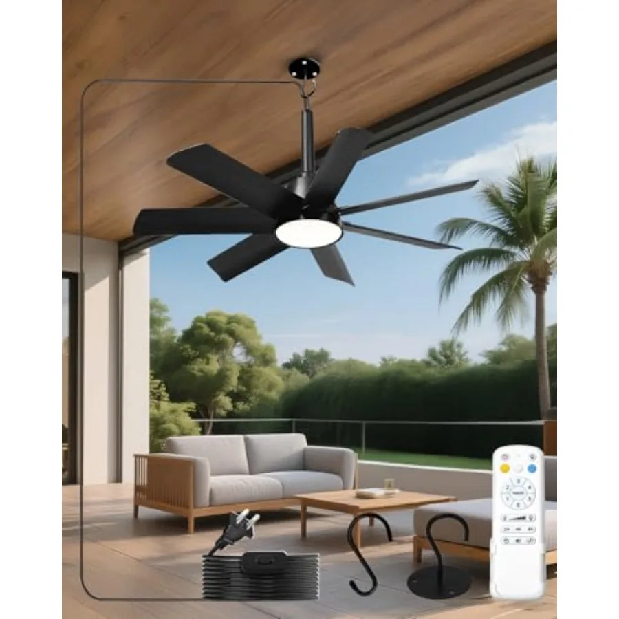 28 Inch Plug-In Outdoor Ceiling Fan with Lights and Remote, LED Gazebo Hanging Fan with Hook, 3CCT 3000K-6500K Dimmable Gazebo
28 Inch Plug-In Outdoor Ceiling Fan with Lights and Remote, LED Gazebo Hanging Fan with Hook, 3CCT 3000K-6500K Dimmable Gazebo