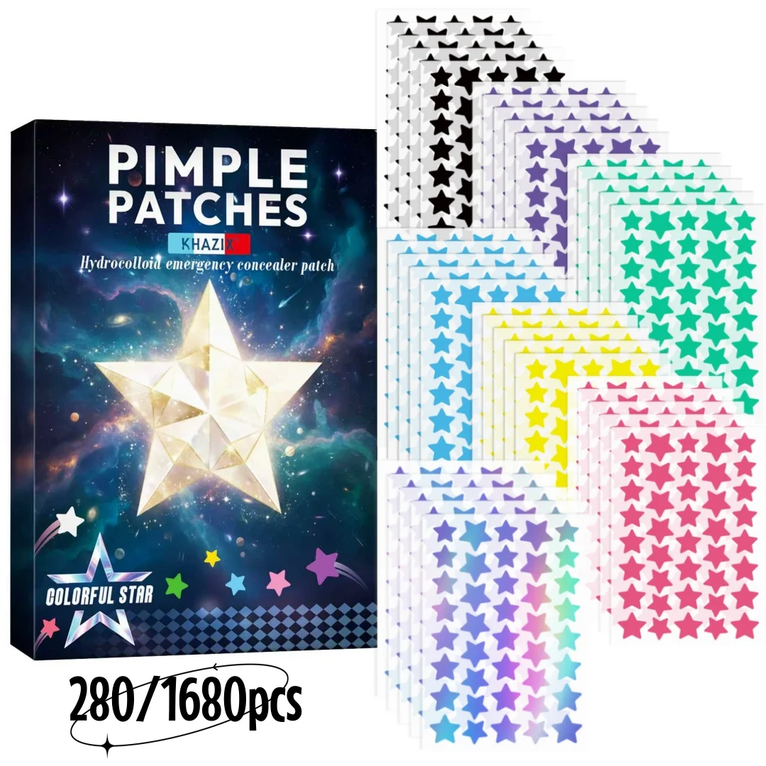 280/1680 шт. патчи для лица со звездами и прыщами разных размеров, красочные, невидимые, дышащие, скрывающие пятна.
280/1680 шт. патчи для лица со звездами и прыщами разных размеров, красочные, невидимые, дышащие, скрывающие пятна.