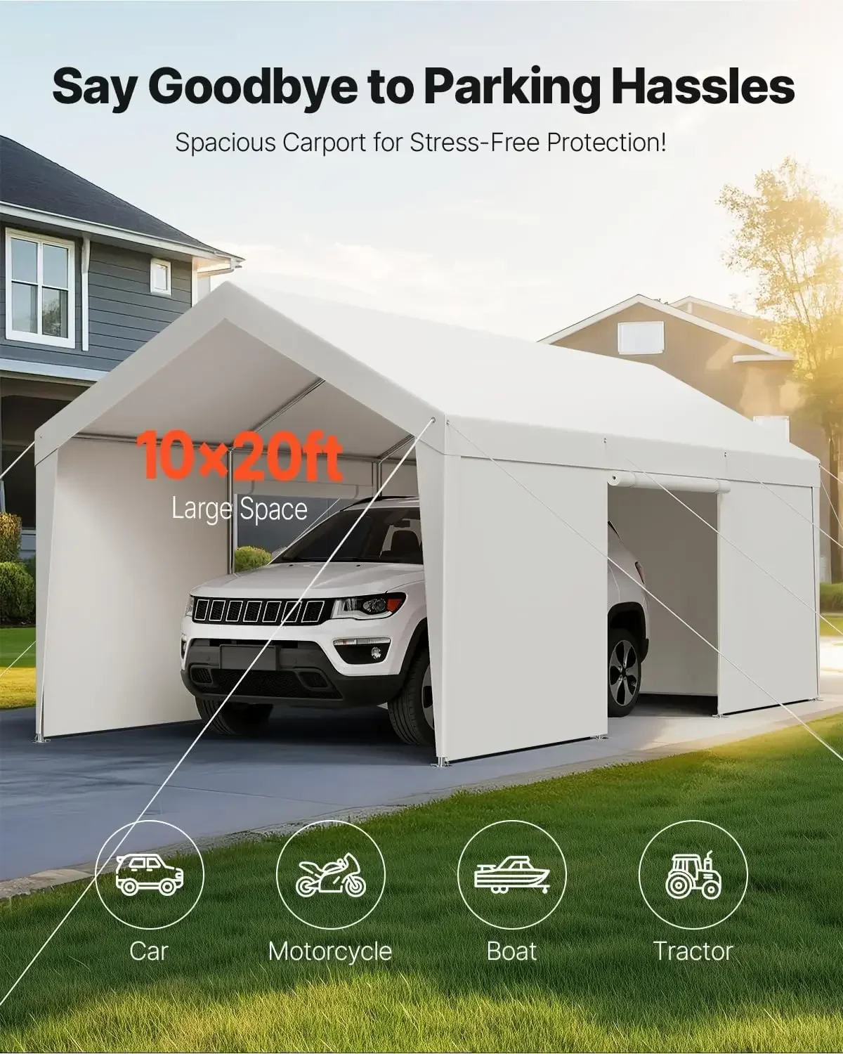 Potable Carport with Removable Sidewalls & Door, Carport, 10 x 20 FT Outdoor Car Canopy,Heavy Duty Car Shelter, UV-Resistant
Potable Carport with Removable Sidewalls & Door, Carport, 10 x 20 FT Outdoor Car Canopy,Heavy Duty Car Shelter, UV-Resistant