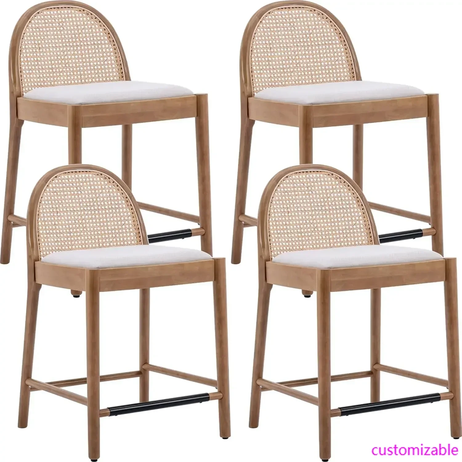 For Mid-Century Bar Stools Set of 4, 26 Inch Rattan Back Linen Counter Height Barstools Kitchen Dining Room, Beige
For Mid-Century Bar Stools Set of 4, 26 Inch Rattan Back Linen Counter Height Barstools Kitchen Dining Room, Beige