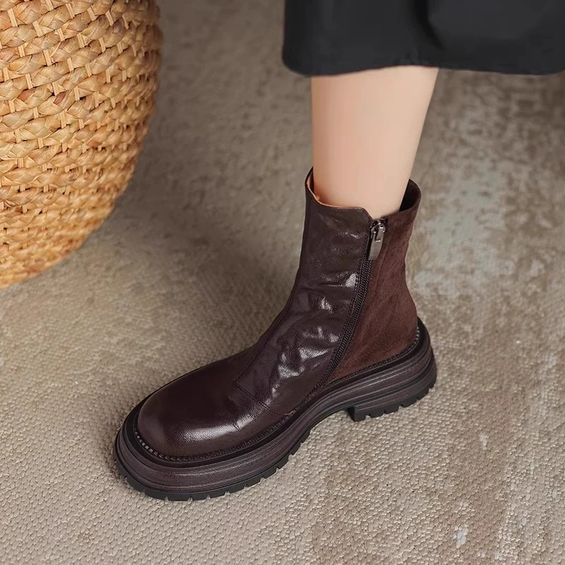 Handmade Boots Men's Shoes Height Increase Thick Sole Riding Round Toe Casual Autumn Winter Genuine Leather Ankle Boots Female
Handmade Boots Men's Shoes Height Increase Thick Sole Riding Round Toe Casual Autumn Winter Genuine Leather Ankle Boots Female