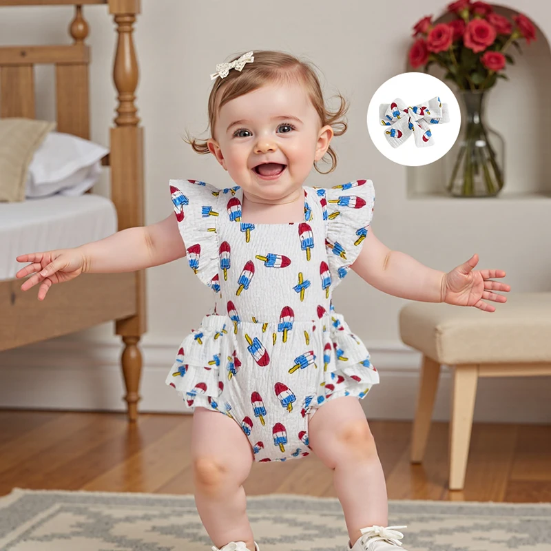 Toddler Girls American Flag Romper Independence Day Sleeveless Jumpsuit with Bow Headband Set Cute Outfits for Summer
Toddler Girls American Flag Romper Independence Day Sleeveless Jumpsuit with Bow Headband Set Cute Outfits for Summer