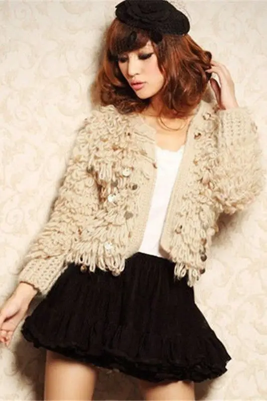 Spring Autumn Korean Style Tweed Mohair Hand Knit Cardigan Women Sequin Embellished Loop Yarn Sweater Elegant Shawl Outerwear
Spring Autumn Korean Style Tweed Mohair Hand Knit Cardigan Women Sequin Embellished Loop Yarn Sweater Elegant Shawl Outerwear