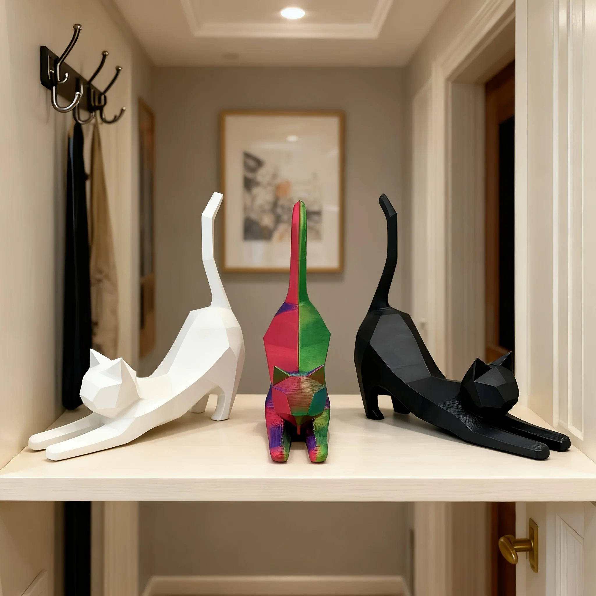 3D printed cat model ornament, minimalist style with smooth lines, elegant and generous, simple yet not simple home decoration
3D printed cat model ornament, minimalist style with smooth lines, elegant and generous, simple yet not simple home decoration