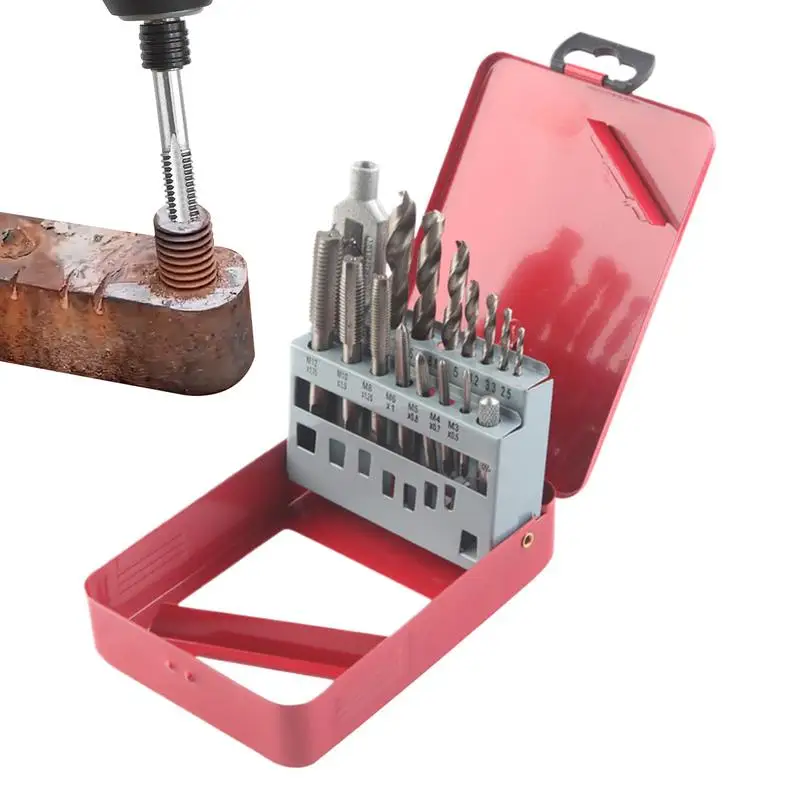 Metric Tap Set 16 Pieces Drill And Tap Set Power Drill Parts Accessories For Metalwork Screw Pipe Automotive Industrial Mechanic
Metric Tap Set 16 Pieces Drill And Tap Set Power Drill Parts Accessories For Metalwork Screw Pipe Automotive Industrial Mechanic