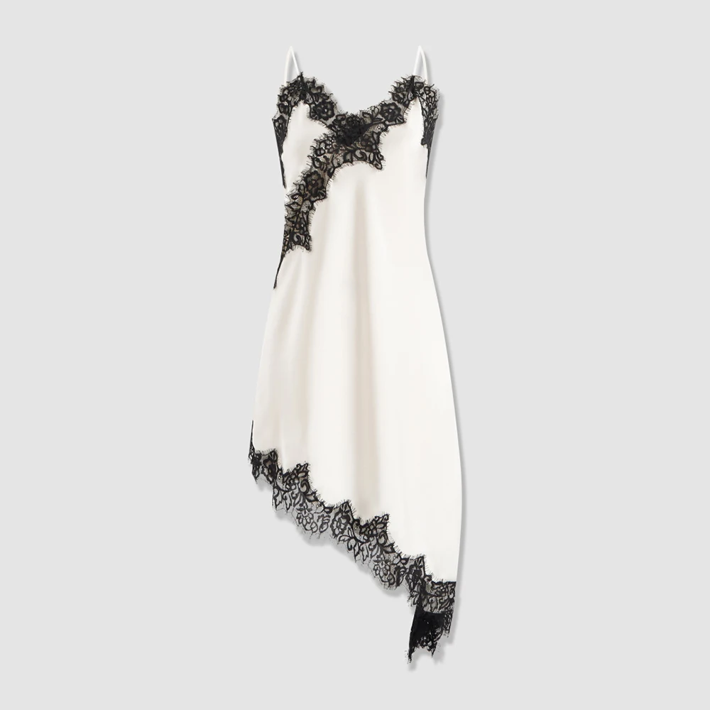 2026 New Satin Lace Slip Dress Women V Neck Asymmetrical Hem Sleeveless Spaghetti Strap Lace Trim Party Club Evening Mini Dress
2026 New Satin Lace Slip Dress Women V Neck Asymmetrical Hem Sleeveless Spaghetti Strap Lace Trim Party Club Evening Mini Dress