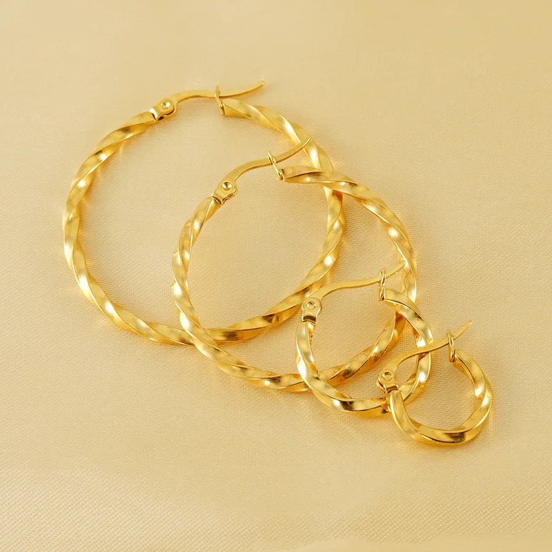 Hypoallergenic Wavy Pattern Hoop Earrings Fashion Stainless Steel round Smooth Circle Jewelry No Fade Allergy Free
Hypoallergenic Wavy Pattern Hoop Earrings Fashion Stainless Steel round Smooth Circle Jewelry No Fade Allergy Free