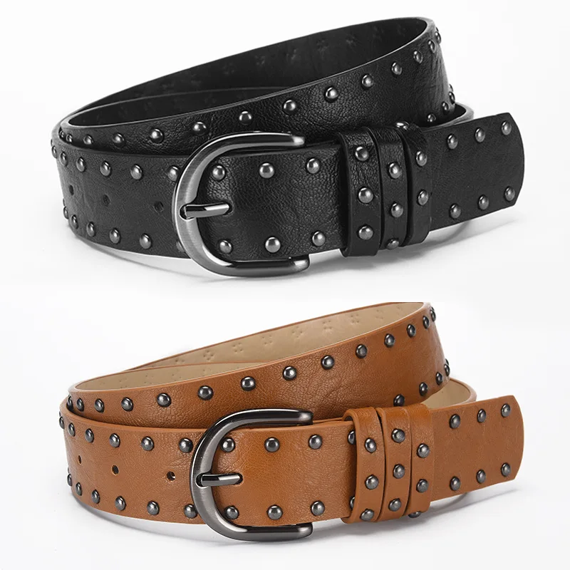 Double Rows of Rivets Pin Buckle Ladies Belt Retro Punk Decorative Jeans Fashion European and American Style Black Belt Tide
Double Rows of Rivets Pin Buckle Ladies Belt Retro Punk Decorative Jeans Fashion European and American Style Black Belt Tide