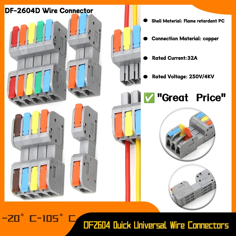 Compact Electrical Wiring Connectors Push-in Butt Conductor Terminal Block 1~100Pcs Docking Mini Quick Wire Connector Universal
Compact Electrical Wiring Connectors Push-in Butt Conductor Terminal Block 1~100Pcs Docking Mini Quick Wire Connector Universal