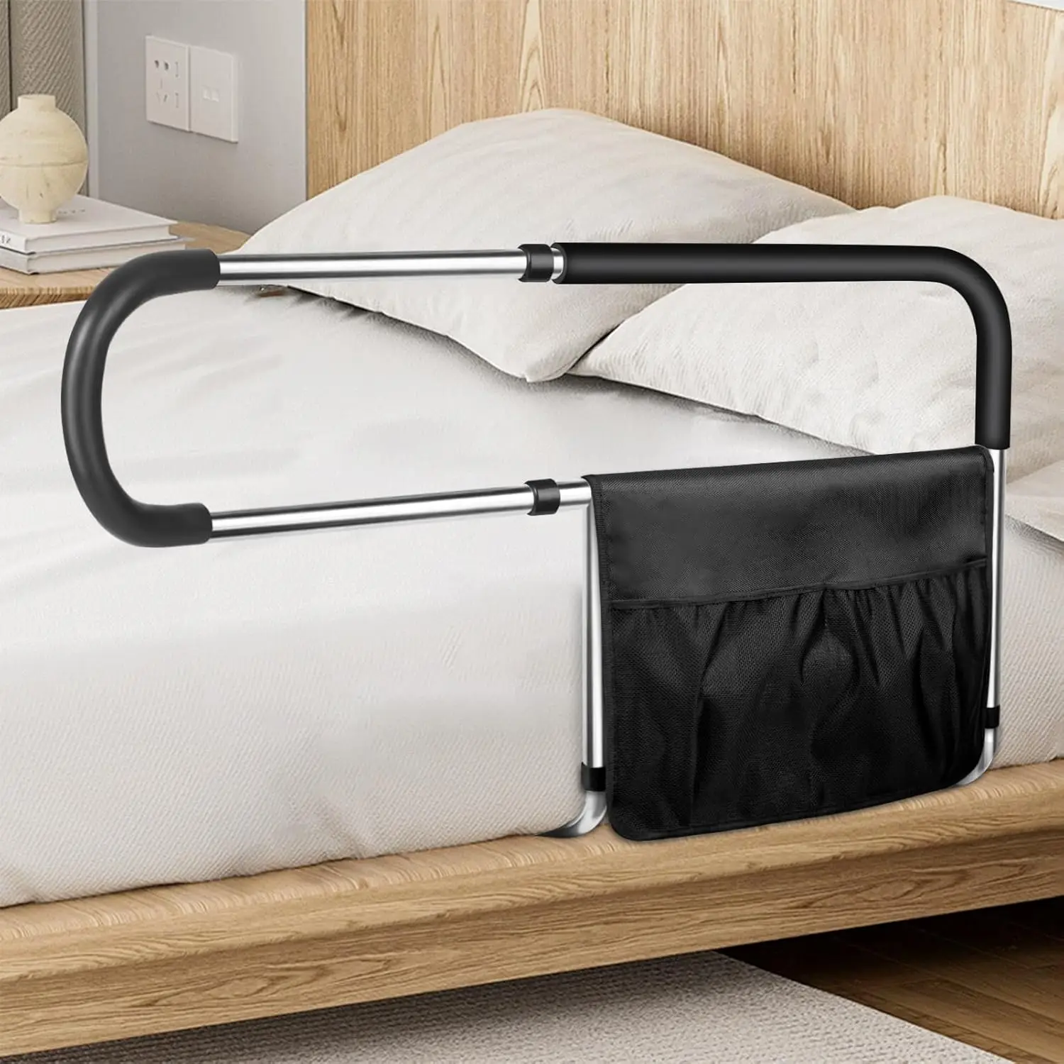 Stainless Steel Bed Rail for Elderly Safety, Adjustable Side Railings, Fall Prevention with Storage Pocket, Fits Twin Full Queen King Beds
Stainless Steel Bed Rail for Elderly Safety, Adjustable Side Railings, Fall Prevention with Storage Pocket, Fits Twin Full Queen King Beds