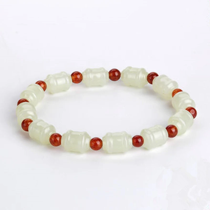Hotan Green and , White Jade Bracelet
Hotan Green and , White Jade Bracelet