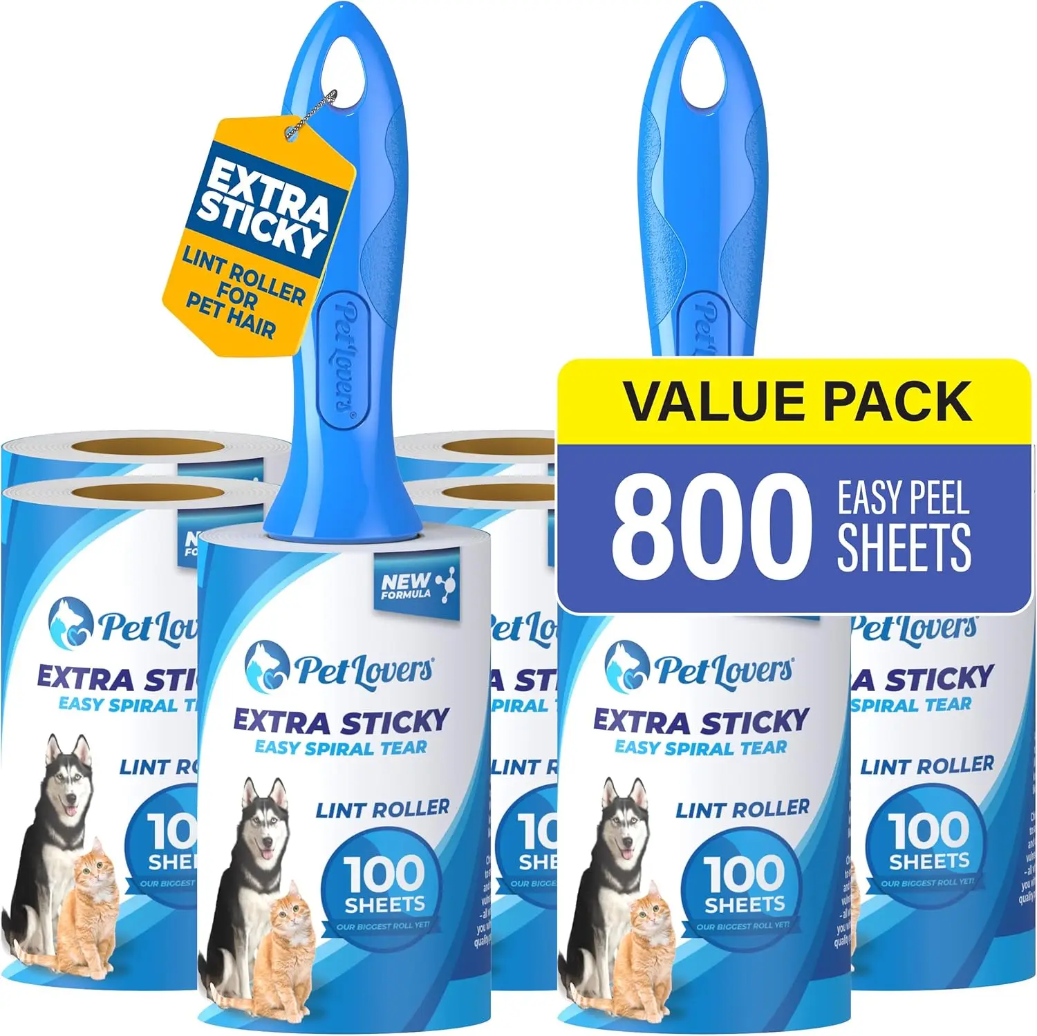 Extra Sticky Lint Roller 8 Pack - 800 Sheets for Pet Hair, Dust & Dirt Removal
Extra Sticky Lint Roller 8 Pack - 800 Sheets for Pet Hair, Dust & Dirt Removal