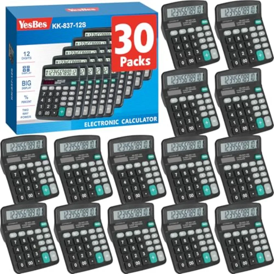 Desktop calculator for office use, ABS plastic, black, 12-digit large LCD display with sensitive buttons and solar/battery dual
Desktop calculator for office use, ABS plastic, black, 12-digit large LCD display with sensitive buttons and solar/battery dual