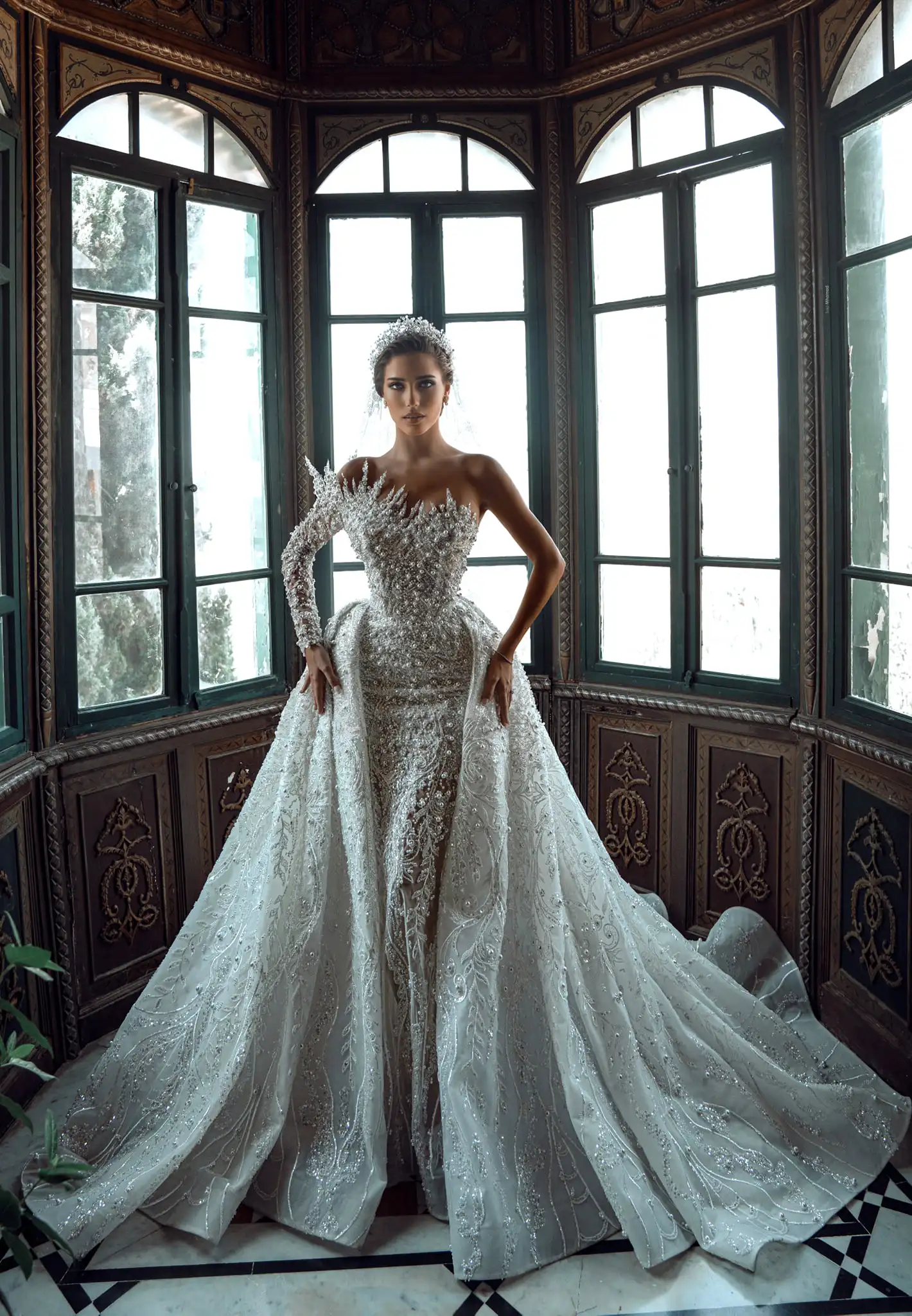Modest Pearls Mermaid Wedding Dress One Shoulder With Detachable Train Bridal Gowns Custom Made Crystals Sequin Vestido de novia
Modest Pearls Mermaid Wedding Dress One Shoulder With Detachable Train Bridal Gowns Custom Made Crystals Sequin Vestido de novia