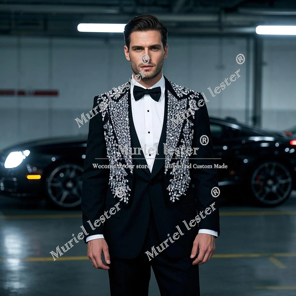 Sparkly Beaded Stones Suits Man For Wedding Single Breasted Prom Tuxedos Customized 3 Pieces Sets Groom Party costumes hommes
Sparkly Beaded Stones Suits Man For Wedding Single Breasted Prom Tuxedos Customized 3 Pieces Sets Groom Party costumes hommes