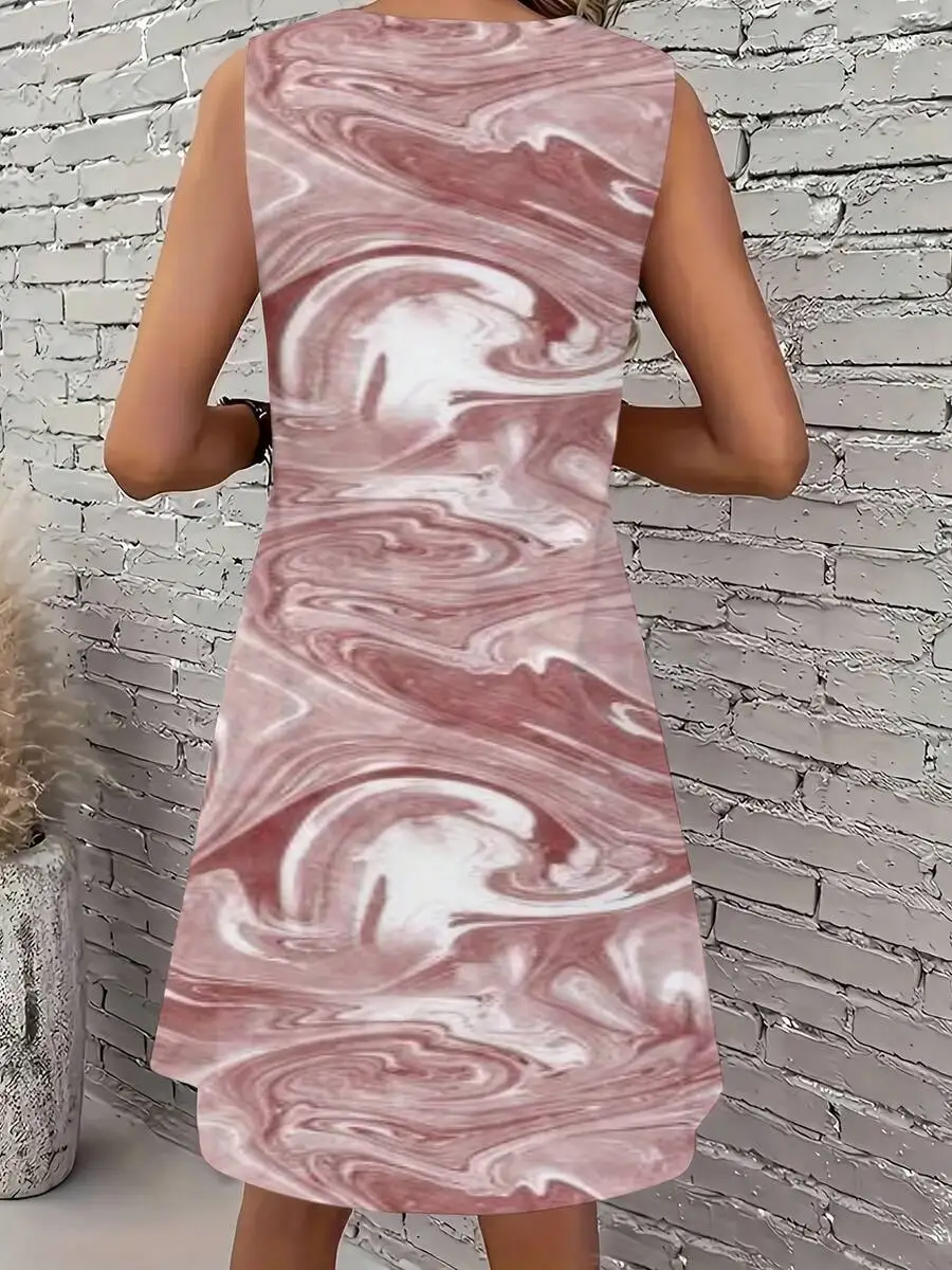 Womens Marbled Print Sleeveless Round Neck Dress Loose Fit Casual Spring Summer Wear
Womens Marbled Print Sleeveless Round Neck Dress Loose Fit Casual Spring Summer Wear
