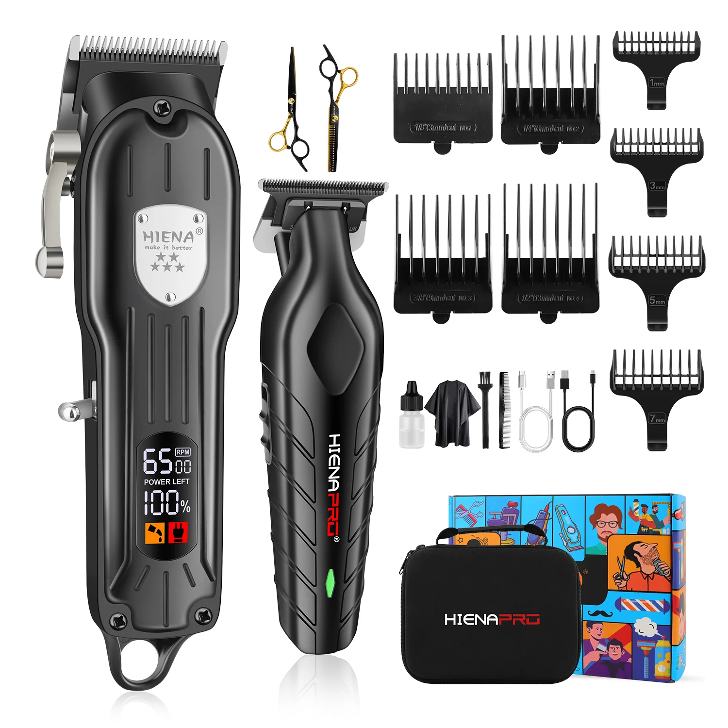 HIENA PRO Cordless Hair Clippers & Trimmer Set, Professional Barber Kit with Digital Display, Powerful Motor & Low Noise for Men
HIENA PRO Cordless Hair Clippers & Trimmer Set, Professional Barber Kit with Digital Display, Powerful Motor & Low Noise for Men
