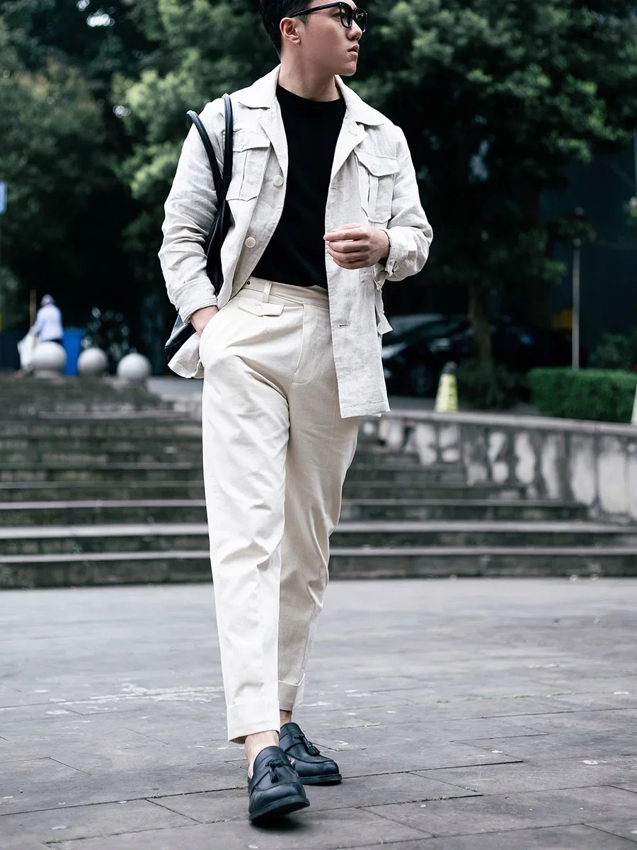 2022 Spring/Summer Cotton Shell Seed Beige Men's GURKHA Trousers American Retro High Density Cotton Slim Ninth Pants
2022 Spring/Summer Cotton Shell Seed Beige Men's GURKHA Trousers American Retro High Density Cotton Slim Ninth Pants
