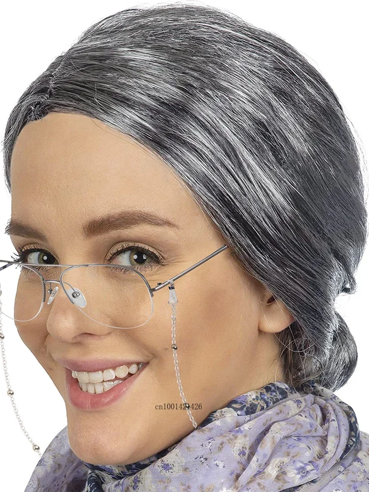 Eldder Womens Costume Wigs Set Synthetic Silver Grey Roleplay Grandmother Wig+Caps+Granny Glasses+Eyeglass Chain+Pearl Necklace
Eldder Womens Costume Wigs Set Synthetic Silver Grey Roleplay Grandmother Wig+Caps+Granny Glasses+Eyeglass Chain+Pearl Necklace
