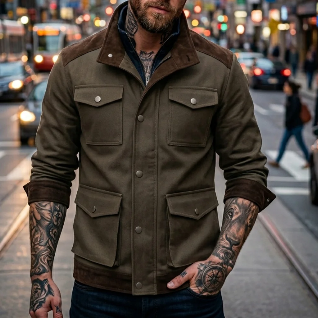 New Denim Men's Jacket Multi-pocket Fake Two Coats Denim Contrast Jacket Suede Matching Design Men's Streetwear Men's Denim Top
New Denim Men's Jacket Multi-pocket Fake Two Coats Denim Contrast Jacket Suede Matching Design Men's Streetwear Men's Denim Top
