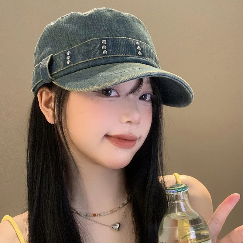 Casual Washed Cotton Flat Top Hat For Women Adjustable Military Caps Vintage Rivet Design Female Steetwear Four Seasons Hats Y2k
Casual Washed Cotton Flat Top Hat For Women Adjustable Military Caps Vintage Rivet Design Female Steetwear Four Seasons Hats Y2k