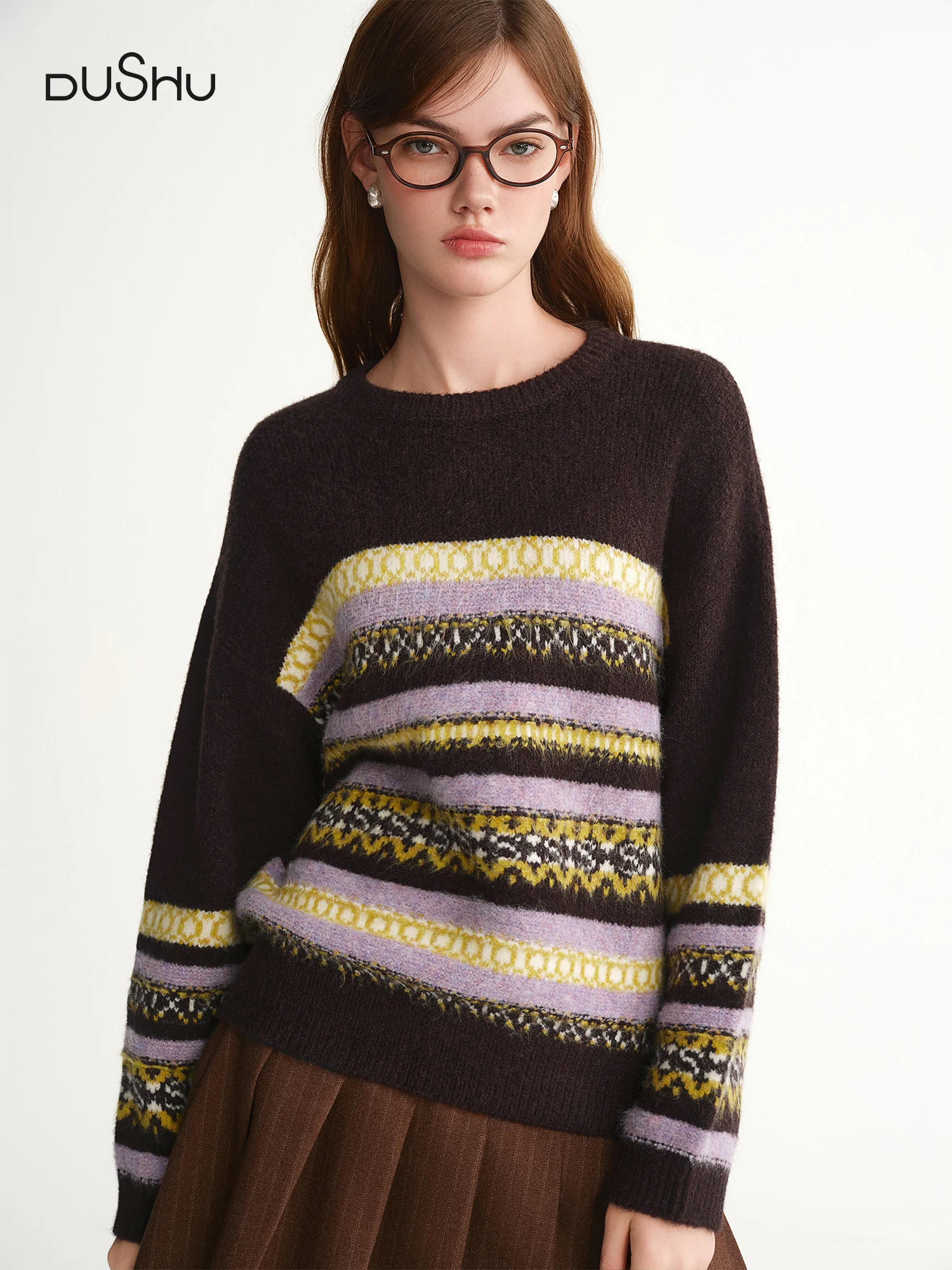 DUSHU Women's Autumn Winter Sweater Retro Pattern Folk Floral Isle Style Round Collar Wool Long Sleeve Loose Pullovers Warm Cozy
DUSHU Women's Autumn Winter Sweater Retro Pattern Folk Floral Isle Style Round Collar Wool Long Sleeve Loose Pullovers Warm Cozy