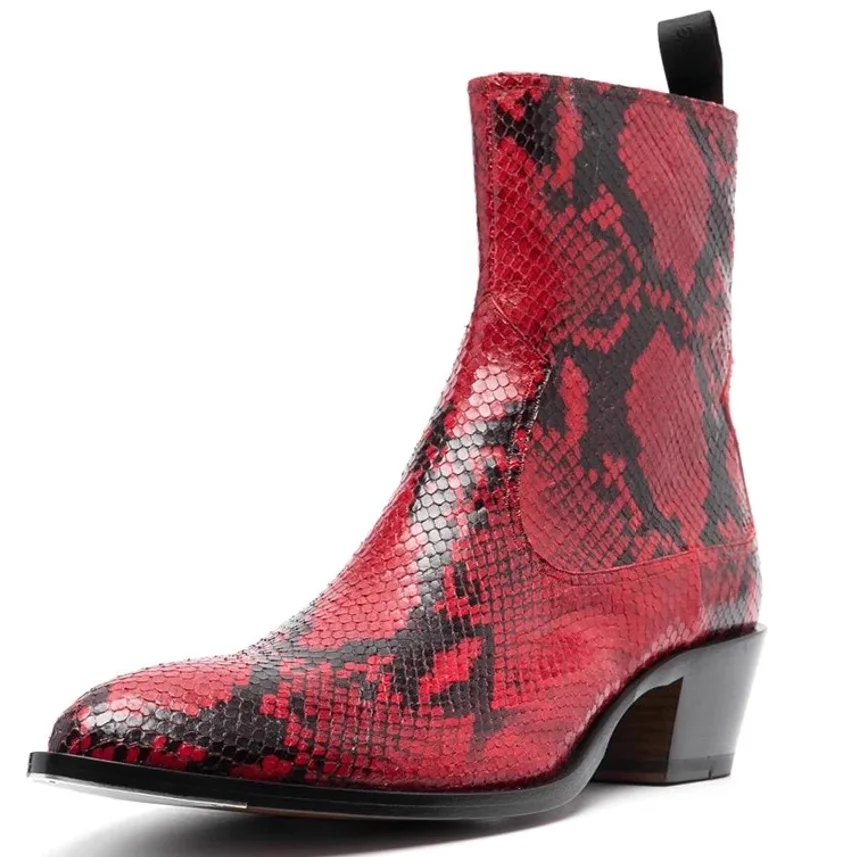Chunky Heel Boots Man Genuine Leather Ankle Boot Fashion Men Print Snake Pattern
Chunky Heel Boots Man Genuine Leather Ankle Boot Fashion Men Print Snake Pattern