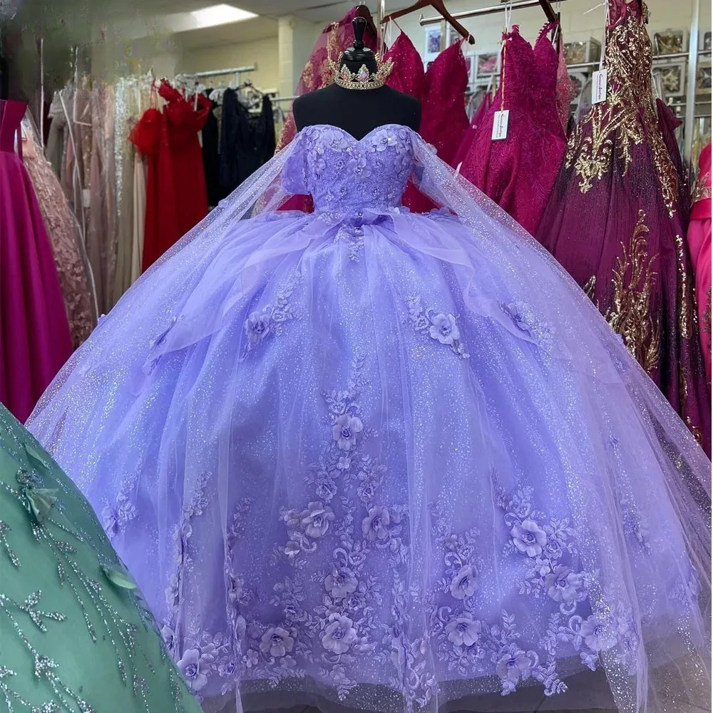 Customized Lavender Quinceanera Dresses With Sleeve Wrap Flower Applique Women Prom Party Dress Vestido De 15 16 Anos Pageant
Customized Lavender Quinceanera Dresses With Sleeve Wrap Flower Applique Women Prom Party Dress Vestido De 15 16 Anos Pageant