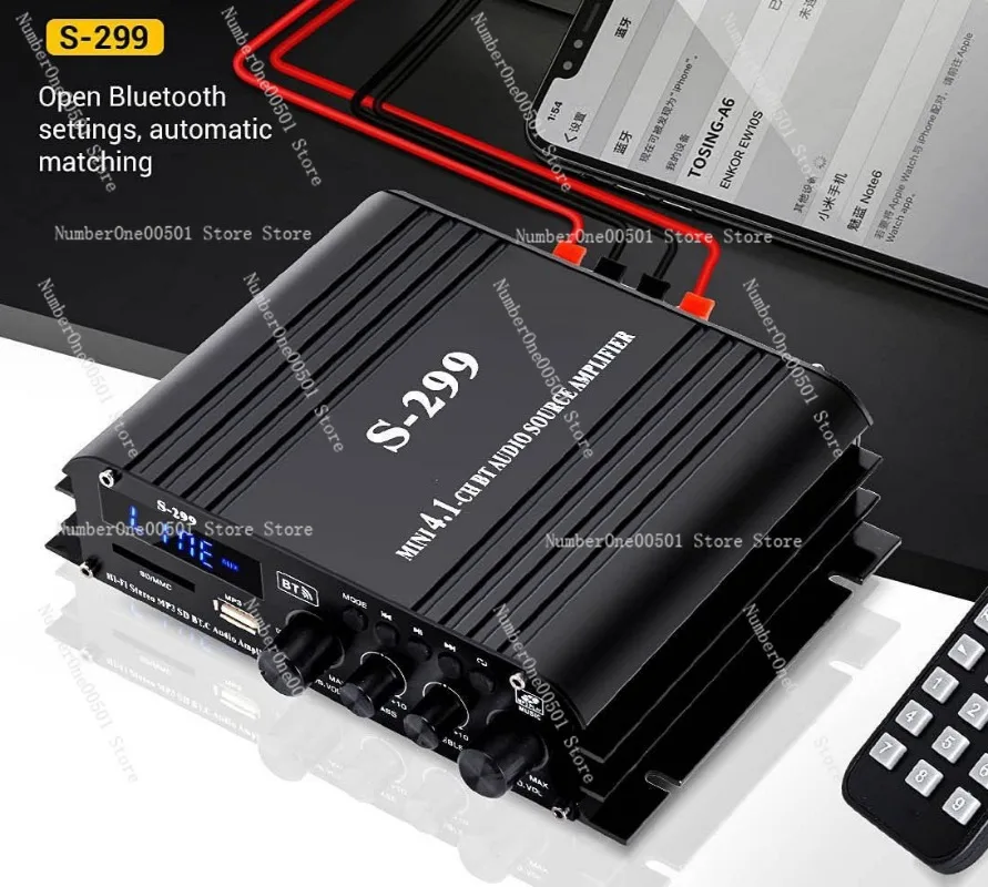 S-299 4.1 Channel Digital Bluetooth Amplifier S299 High Power Subwoofer for Home
S-299 4.1 Channel Digital Bluetooth Amplifier S299 High Power Subwoofer for Home