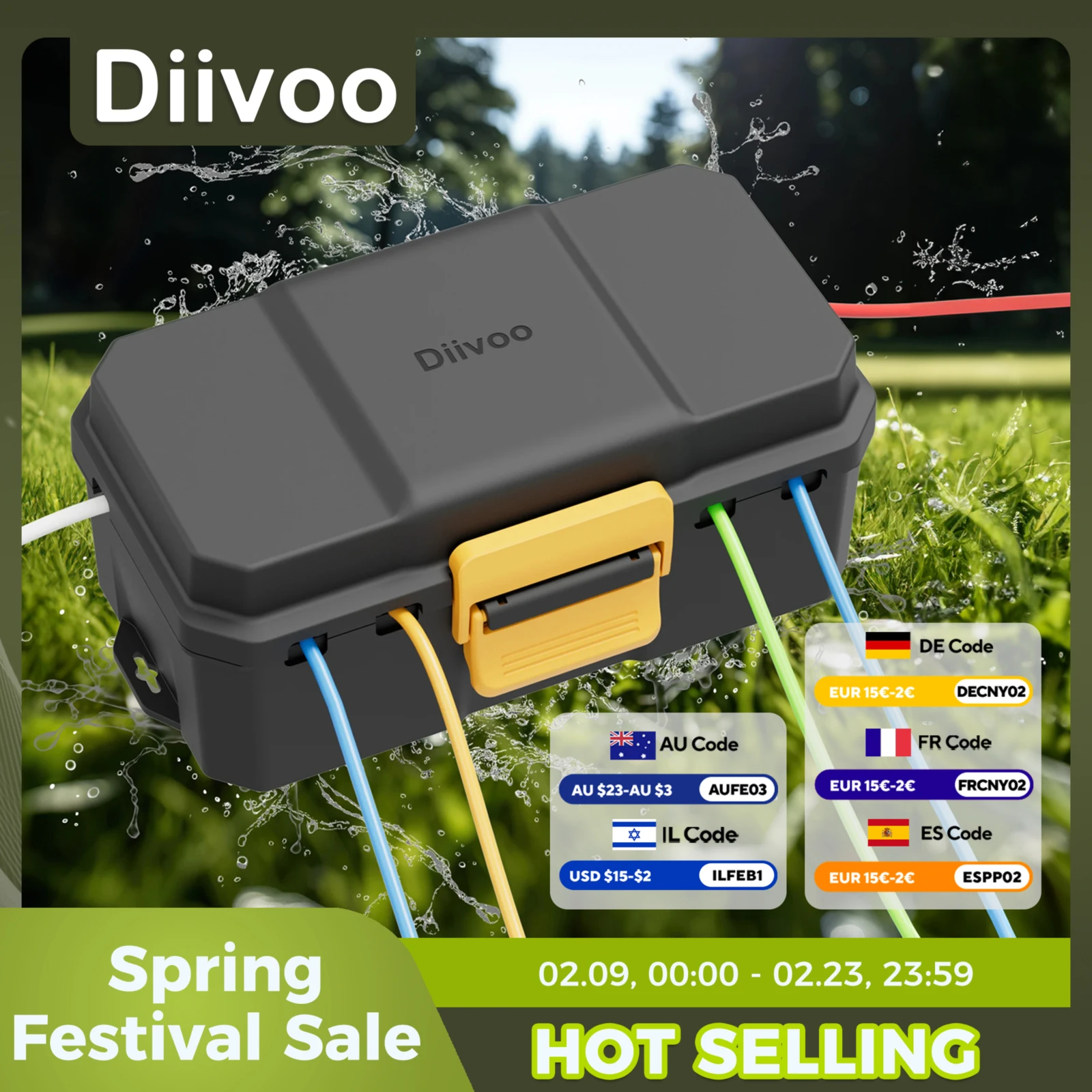 Diivoo Outdoor Waterproof Electrical Box Outside 6 Cable Connection Socket Enclosure Protect Power Strip Timer Outlet Plug
Diivoo Outdoor Waterproof Electrical Box Outside 6 Cable Connection Socket Enclosure Protect Power Strip Timer Outlet Plug