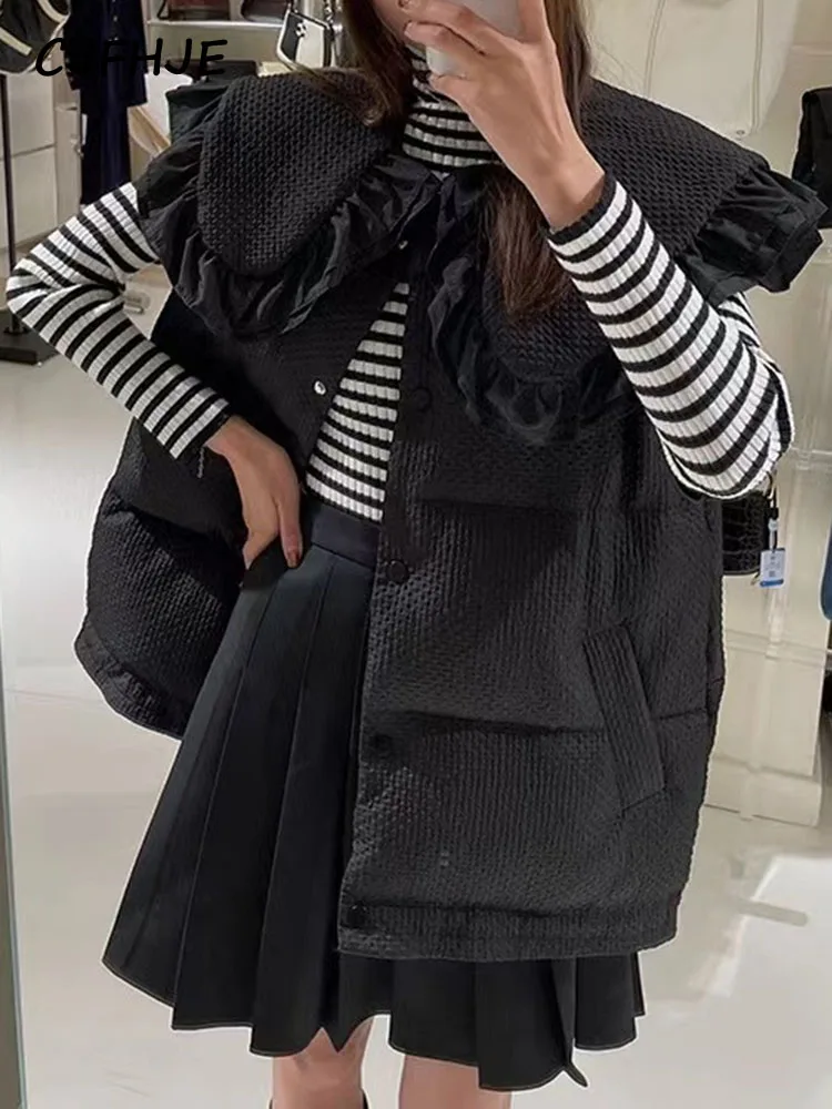 CJFHJE Autumn Winter Loose Chic Black Down Cotton Vest Women White Student Lovely Waistcoat Thick Warm Sleeveless Jackets Female
CJFHJE Autumn Winter Loose Chic Black Down Cotton Vest Women White Student Lovely Waistcoat Thick Warm Sleeveless Jackets Female