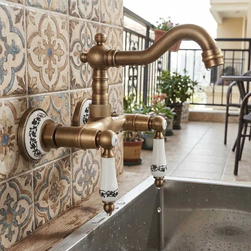 1pc Solid Brass Wall Mounted Antique Bathroom Faucet, Hot Cold Water Mixer Tap with Ceramic Decorative Inlay, Ceramic Disc Valve
1pc Solid Brass Wall Mounted Antique Bathroom Faucet, Hot Cold Water Mixer Tap with Ceramic Decorative Inlay, Ceramic Disc Valve