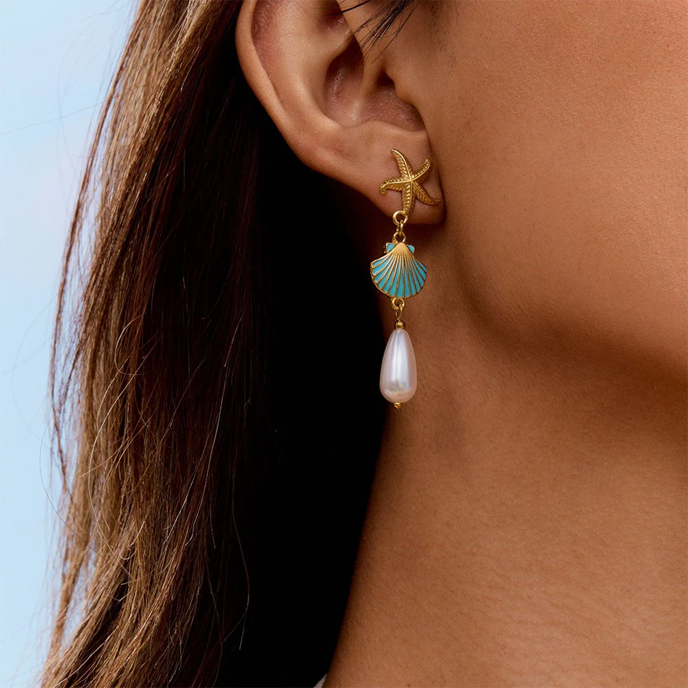 ENFASHION Aretes De Mujer Starfish Shell Stud earrings For Women's Stainless steel 18K Gold Plated Fashion Dating Jewelry E1743
ENFASHION Aretes De Mujer Starfish Shell Stud earrings For Women's Stainless steel 18K Gold Plated Fashion Dating Jewelry E1743