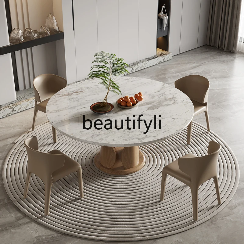 Natural marble round dining table and chair combination dining table and chair combination simple and modern
Natural marble round dining table and chair combination dining table and chair combination simple and modern