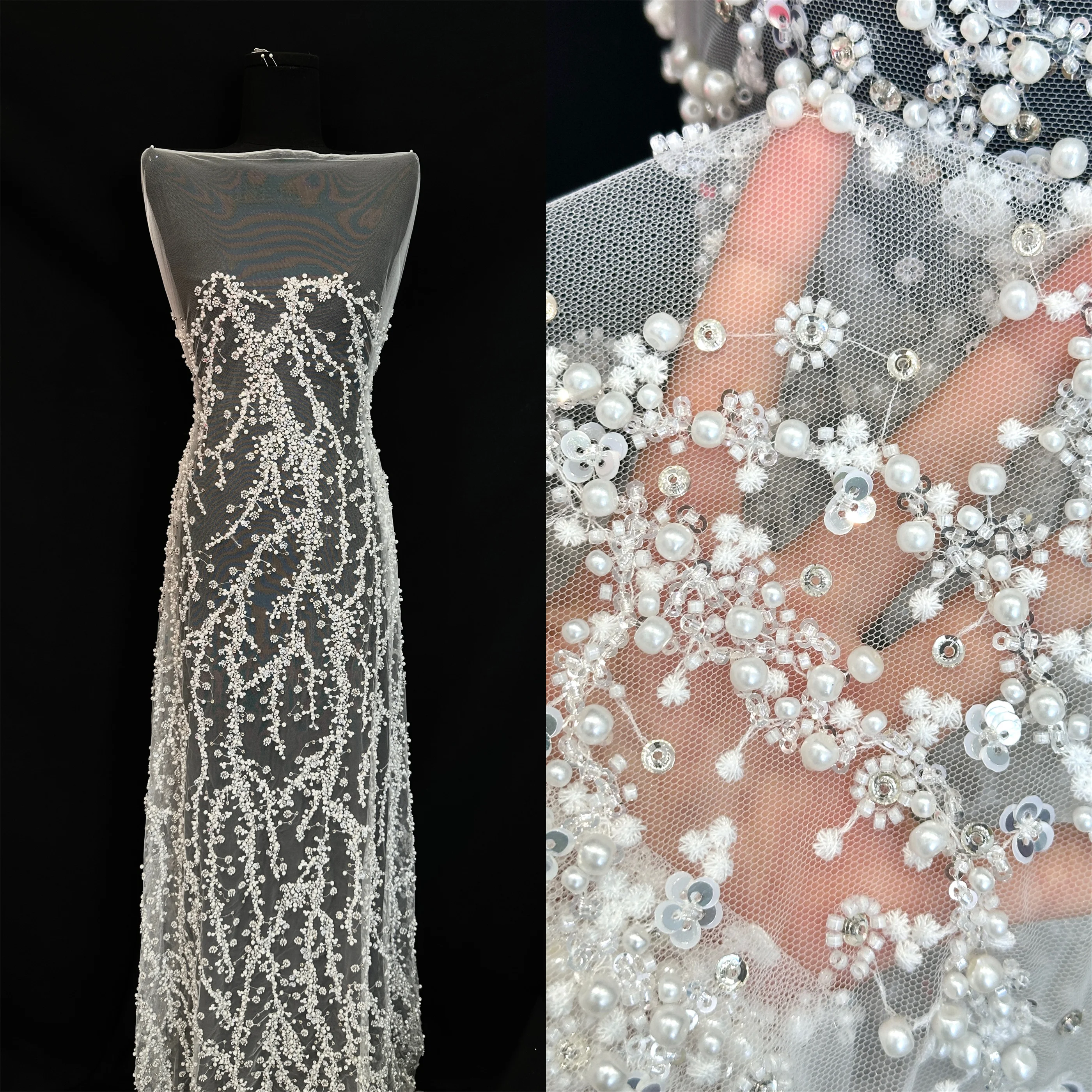 Heavy White Color Bridal Tulle Lace Handmade Luxury Bead Tube Embroidery African French Lace Fabric Nigerian Wedding
Heavy White Color Bridal Tulle Lace Handmade Luxury Bead Tube Embroidery African French Lace Fabric Nigerian Wedding