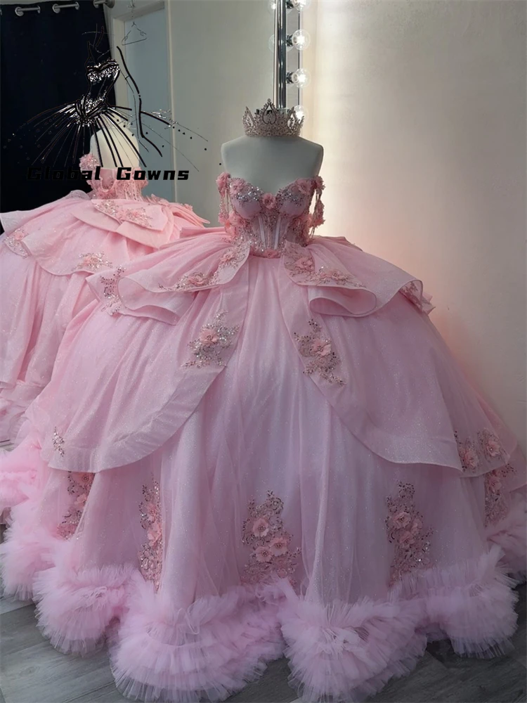 Puffy Charro Quinceanera Dresses Ball Gown Off The Shoulder Floral Pearls Mexican Sweet 16 Dresses 15 Anos Customized
Puffy Charro Quinceanera Dresses Ball Gown Off The Shoulder Floral Pearls Mexican Sweet 16 Dresses 15 Anos Customized