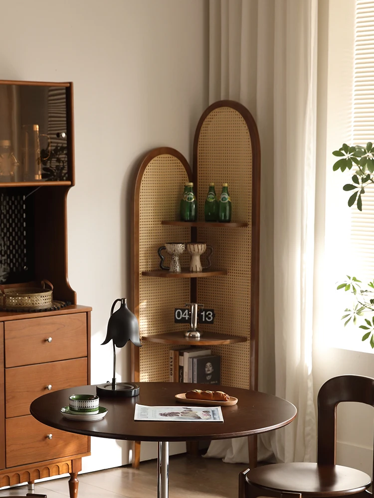 Medieval solid wood three-wall corner cabinet screen floor-to-ceiling living room storage storage bedroom rattan sofa side book
Medieval solid wood three-wall corner cabinet screen floor-to-ceiling living room storage storage bedroom rattan sofa side book