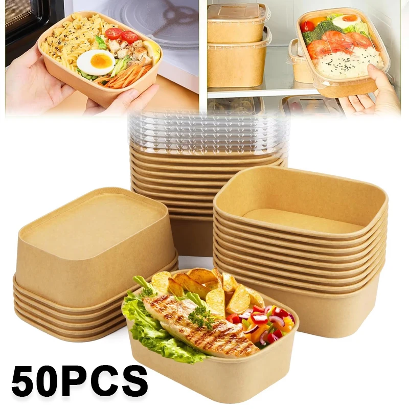 50PCS Square Kraft Paper Bento Box Disposable Bowls Leakproof Microwave Safe Takeaway Food Containers for Salad Noodles Picnic
50PCS Square Kraft Paper Bento Box Disposable Bowls Leakproof Microwave Safe Takeaway Food Containers for Salad Noodles Picnic