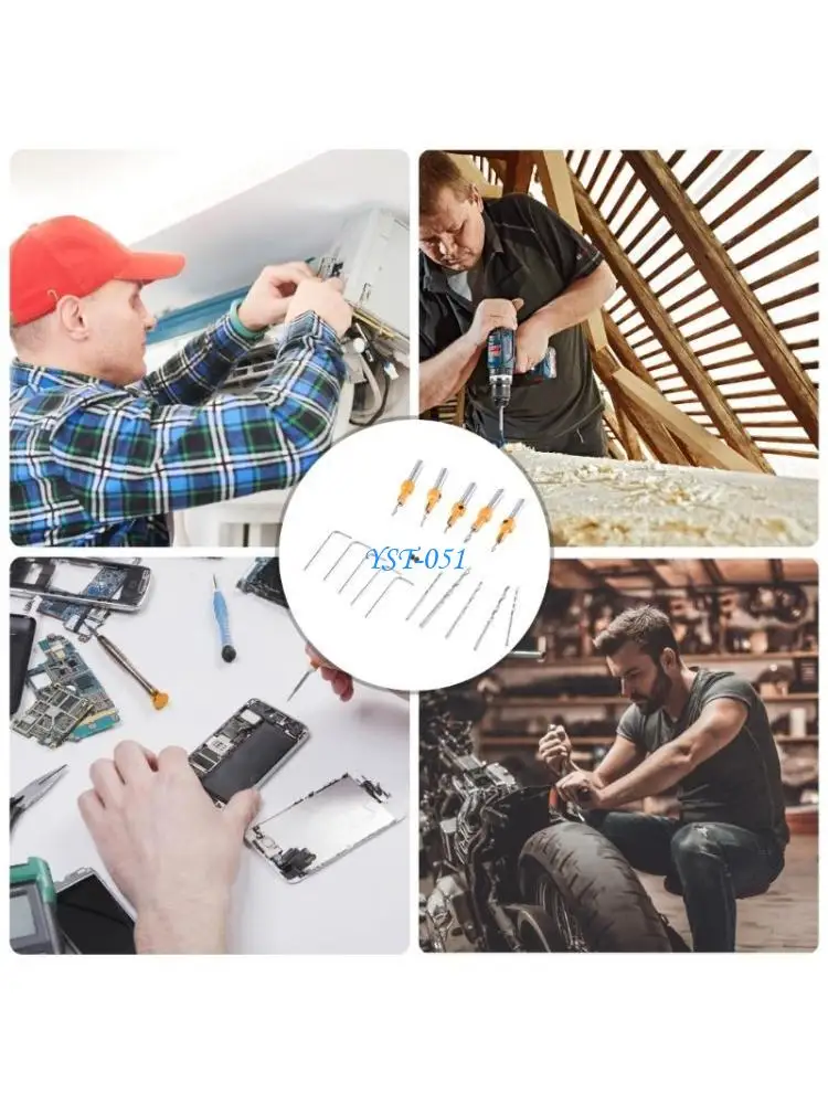 E15A Countersink Drill Bit 5Pcs Countersink Drill Bit Set with 5 Different Sizes 5 Replaceable Bits 5 Wrench for Woodworking
E15A Countersink Drill Bit 5Pcs Countersink Drill Bit Set with 5 Different Sizes 5 Replaceable Bits 5 Wrench for Woodworking