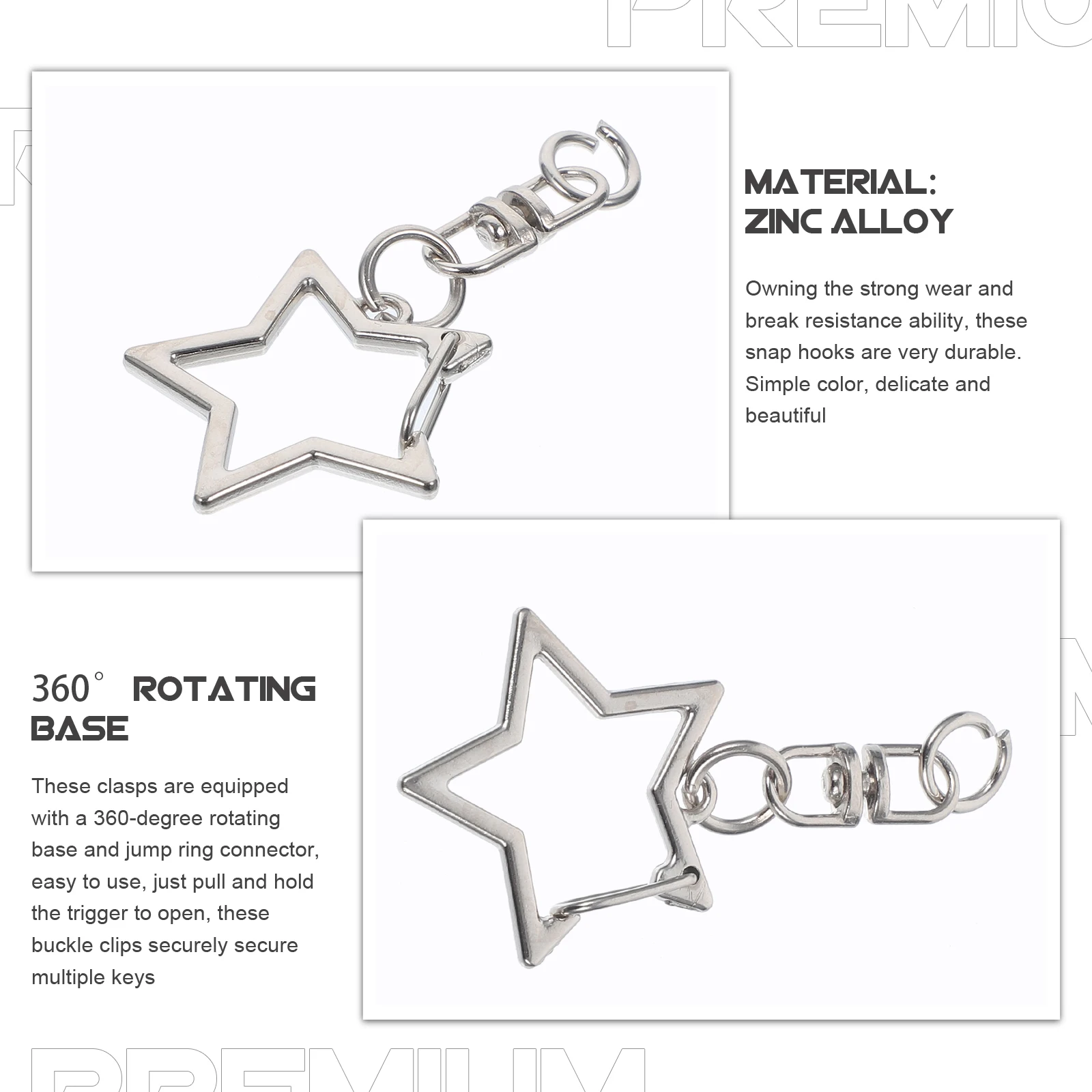 60 Pcs Pentagram Keychain Metal Clasp Swivel Hooks Durable Simple Color Easy Open Close DIY Projects Daily Use Portable Matching
60 Pcs Pentagram Keychain Metal Clasp Swivel Hooks Durable Simple Color Easy Open Close DIY Projects Daily Use Portable Matching