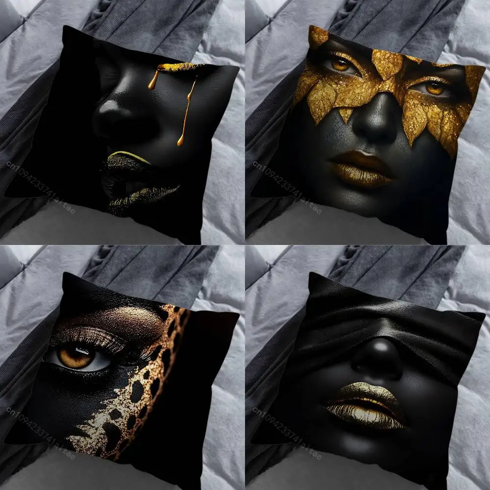 Golden Makeup Art Black Skin Throw Pillow Case Living Room Sofa Cushion Cover For Home Bedroom Decoration Protector
Golden Makeup Art Black Skin Throw Pillow Case Living Room Sofa Cushion Cover For Home Bedroom Decoration Protector