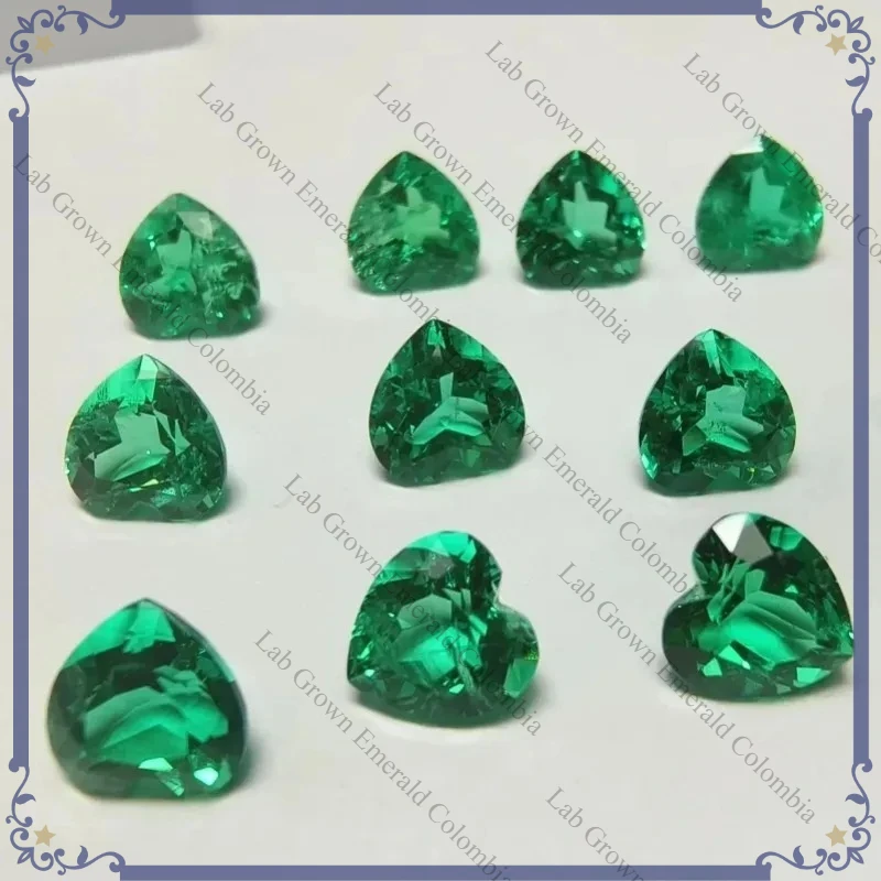 Lab Grown Columbian Emerald Heart Cut Selectable Certificate Hydrothermal Emeralds
Lab Grown Columbian Emerald Heart Cut Selectable Certificate Hydrothermal Emeralds