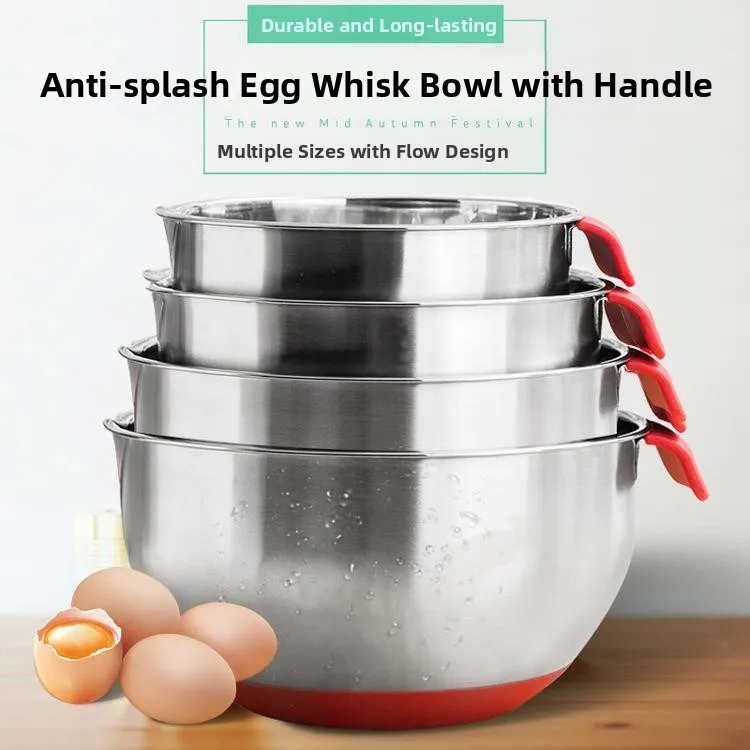 Stainless Steel Mixing Bowl with Handle Anti-Slip Silicone Bottom for Baking Home Use Egg Beating Tray 18CM 24CM
Stainless Steel Mixing Bowl with Handle Anti-Slip Silicone Bottom for Baking Home Use Egg Beating Tray 18CM 24CM