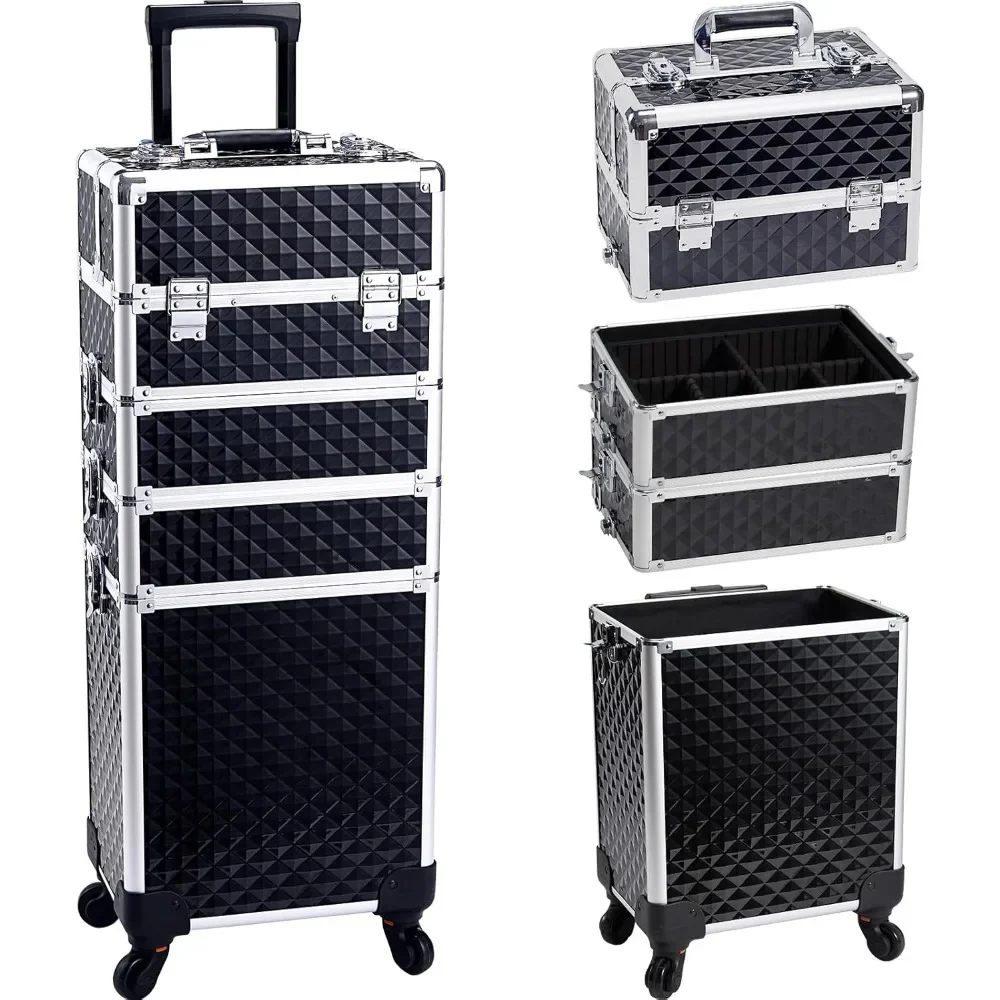 Rolling Makeup Case with Wheels Professional 4 in 1 Cosmetic Train Case and Cosmetology Cart Trunk for Makeup Artists Hairstylis
Rolling Makeup Case with Wheels Professional 4 in 1 Cosmetic Train Case and Cosmetology Cart Trunk for Makeup Artists Hairstylis