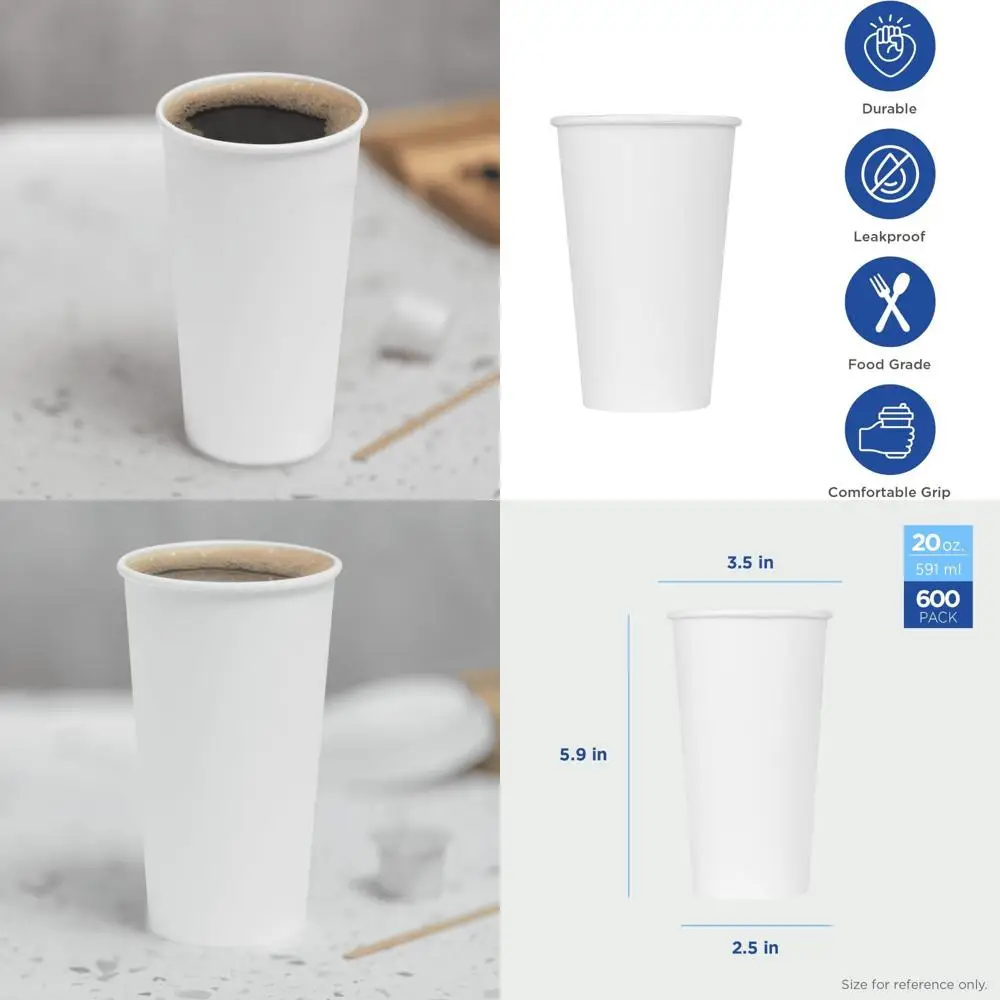 Белые одноразовые бумажные кофейные чашки на 20 унций — 600 шт., подходят для горячих и холодных напитков, диаметр 90 мм, идеально подходят для кафе и Ta
Белые одноразовые бумажные кофейные чашки на 20 унций — 600 шт., подходят для горячих и холодных напитков, диаметр 90 мм, идеально подходят для кафе и Ta